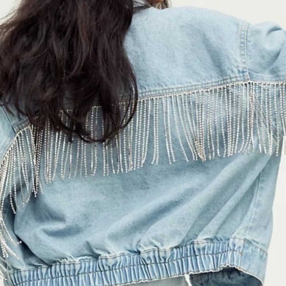 Free People Rhinestone fringe jacket